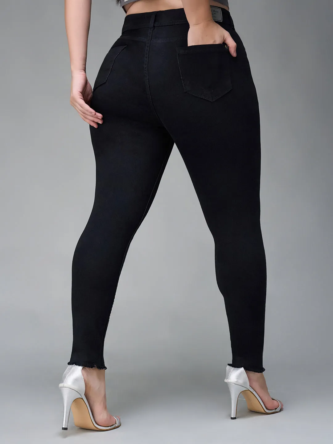 24/7 comfort Women's Black Slim Fit High Rise Denim Jeans