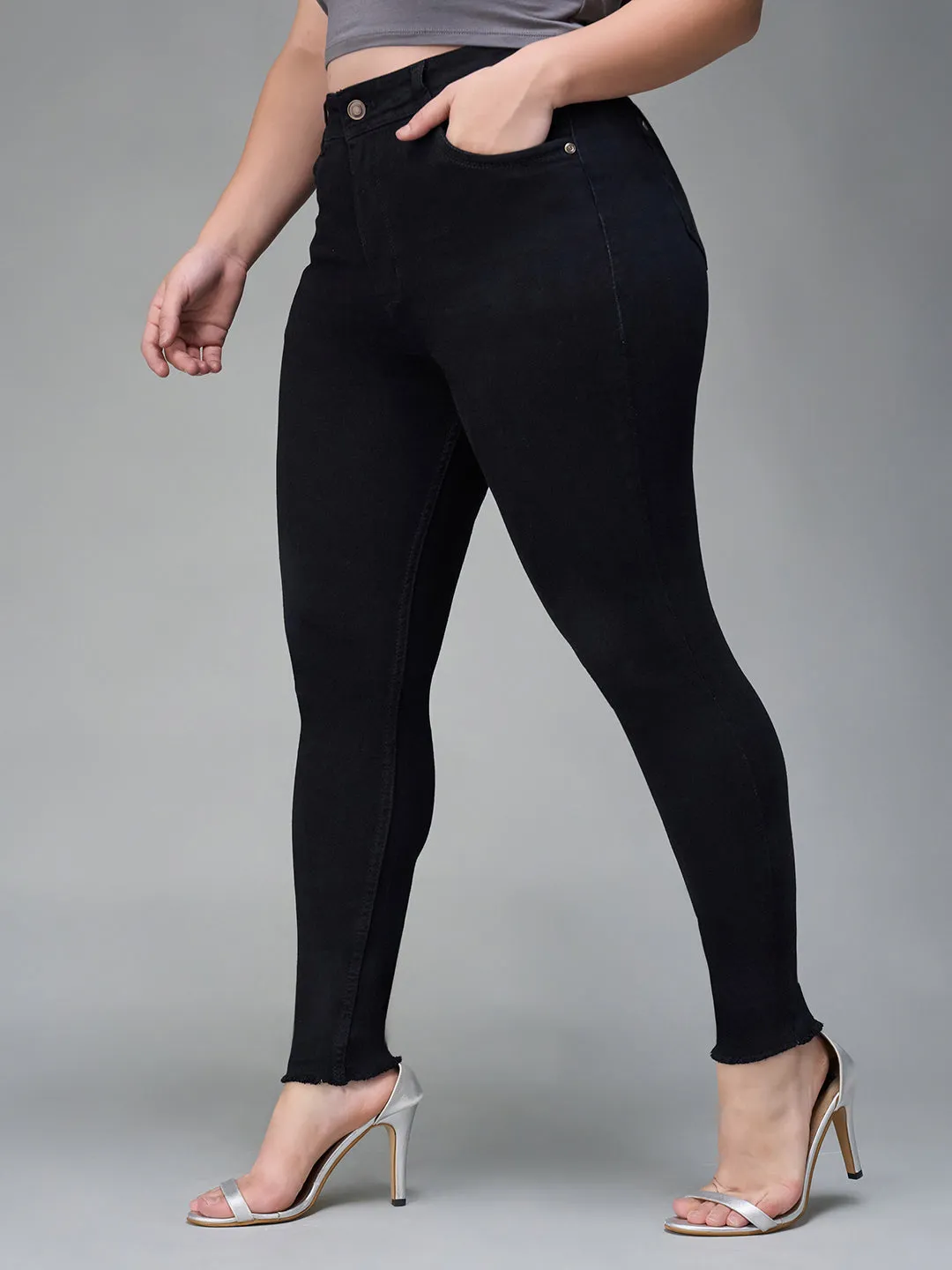 24/7 comfort Women's Black Slim Fit High Rise Denim Jeans