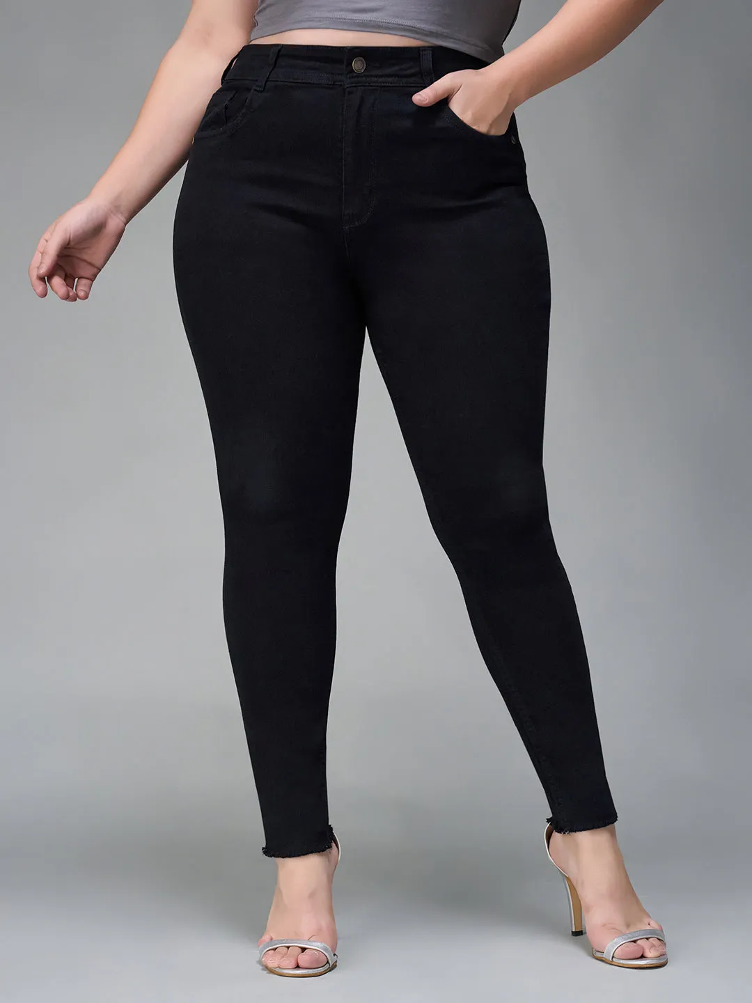 24/7 comfort Women's Black Slim Fit High Rise Denim Jeans