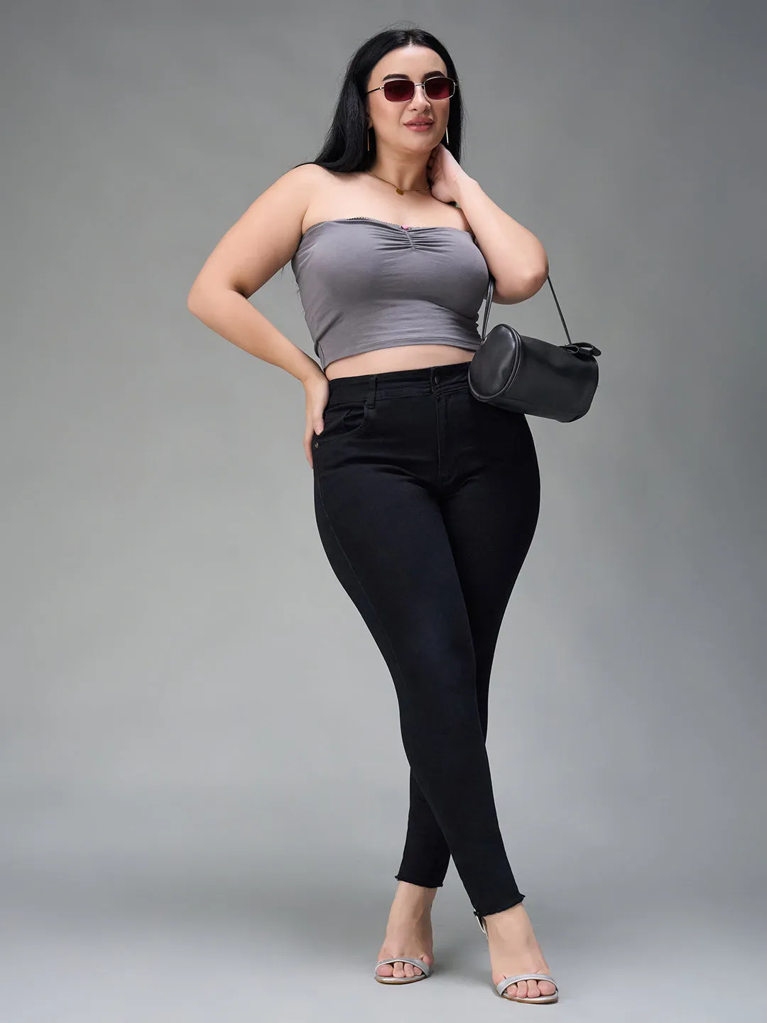 24/7 comfort Women's Black Slim Fit High Rise Denim Jeans