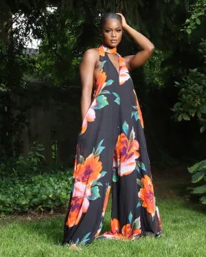 Bali Floral Jumpsuit || Black