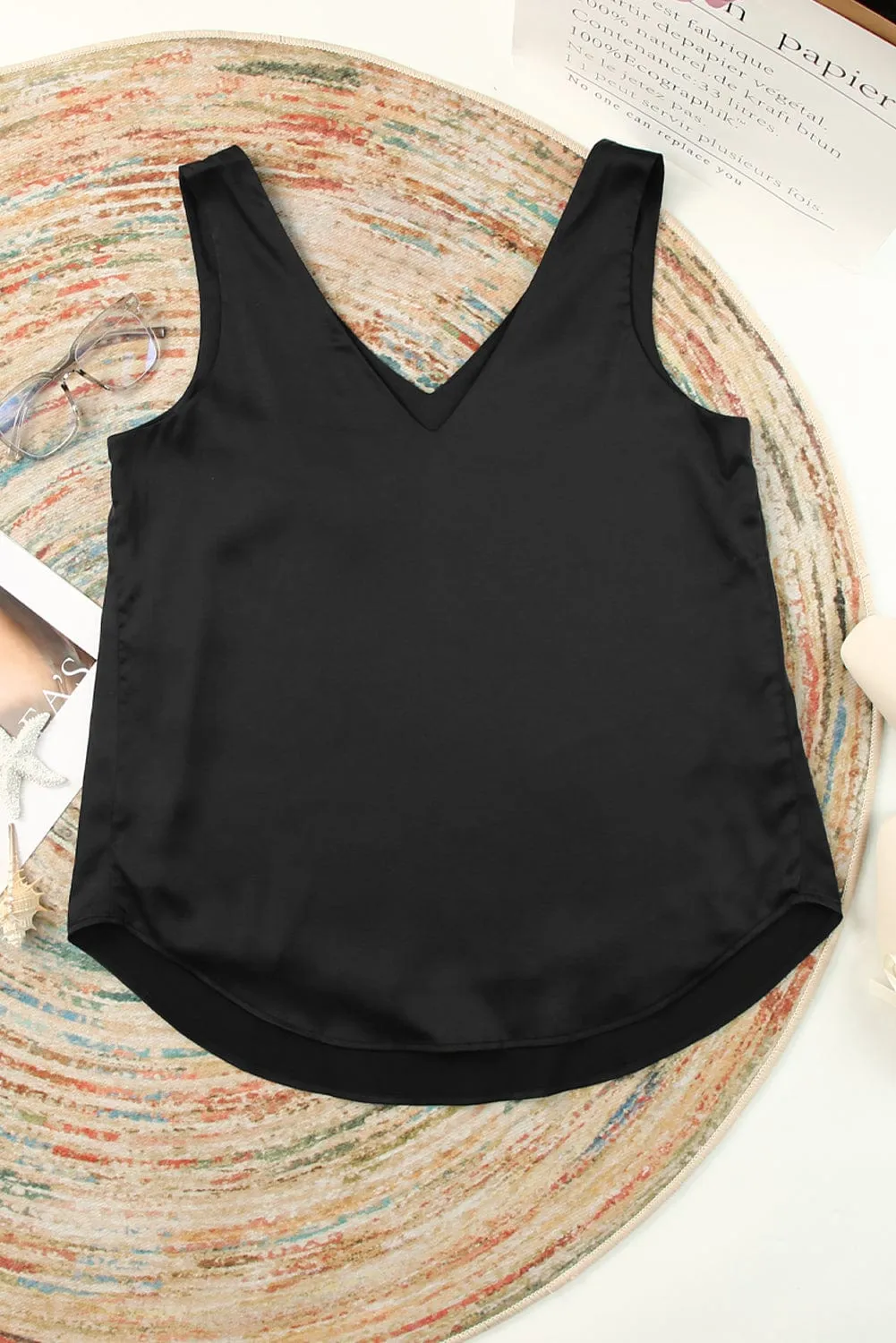 Beach V Neck Knotted Shoulder Sleeveless Cami Top