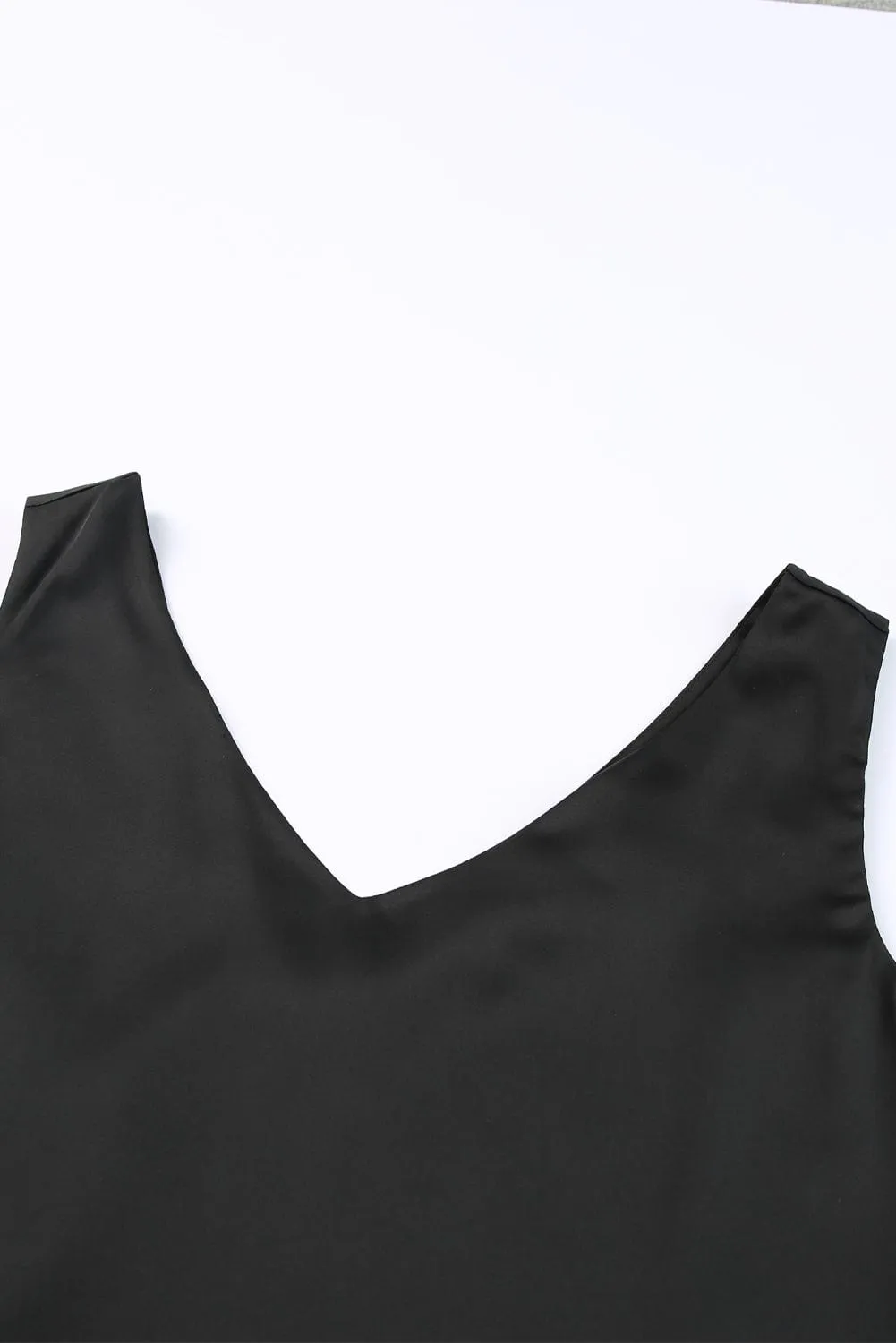 Beach V Neck Knotted Shoulder Sleeveless Cami Top