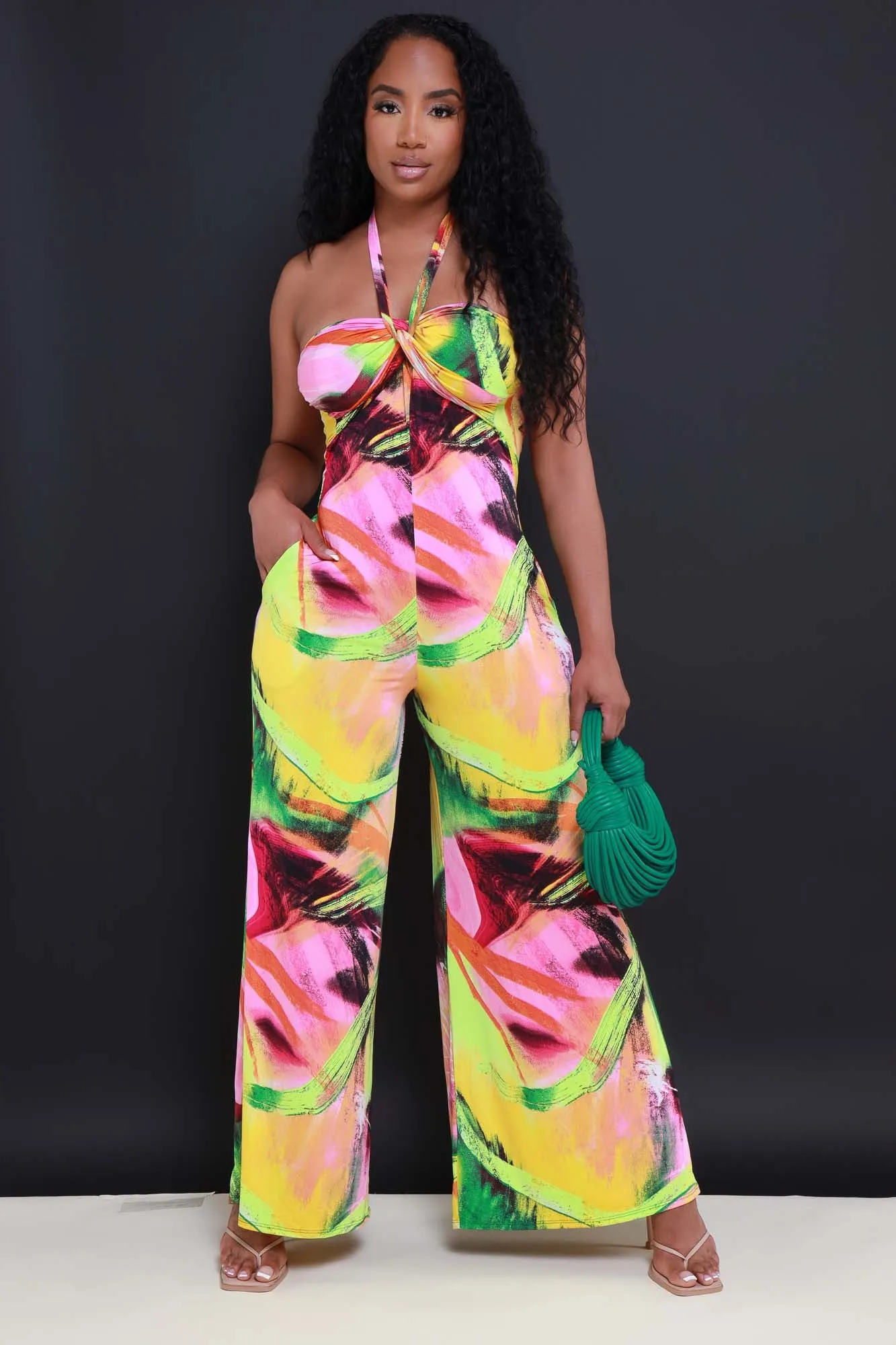 By The Coast Printed Jumpsuit - Fuchsia Multicolor