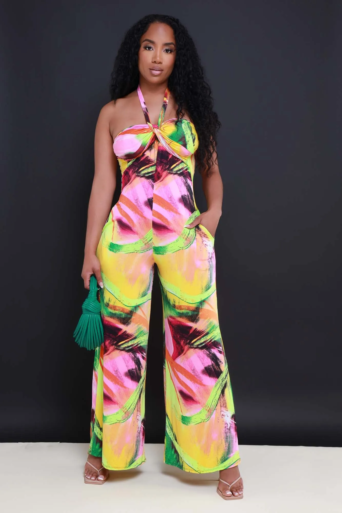 By The Coast Printed Jumpsuit - Fuchsia Multicolor