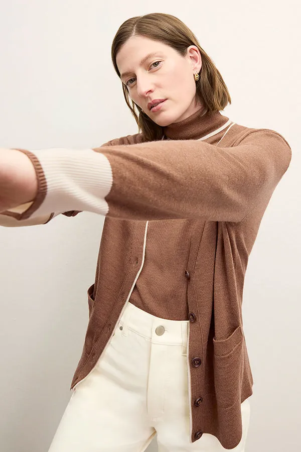 Cookie Cardigan - Merino :: Camel/Ivory
