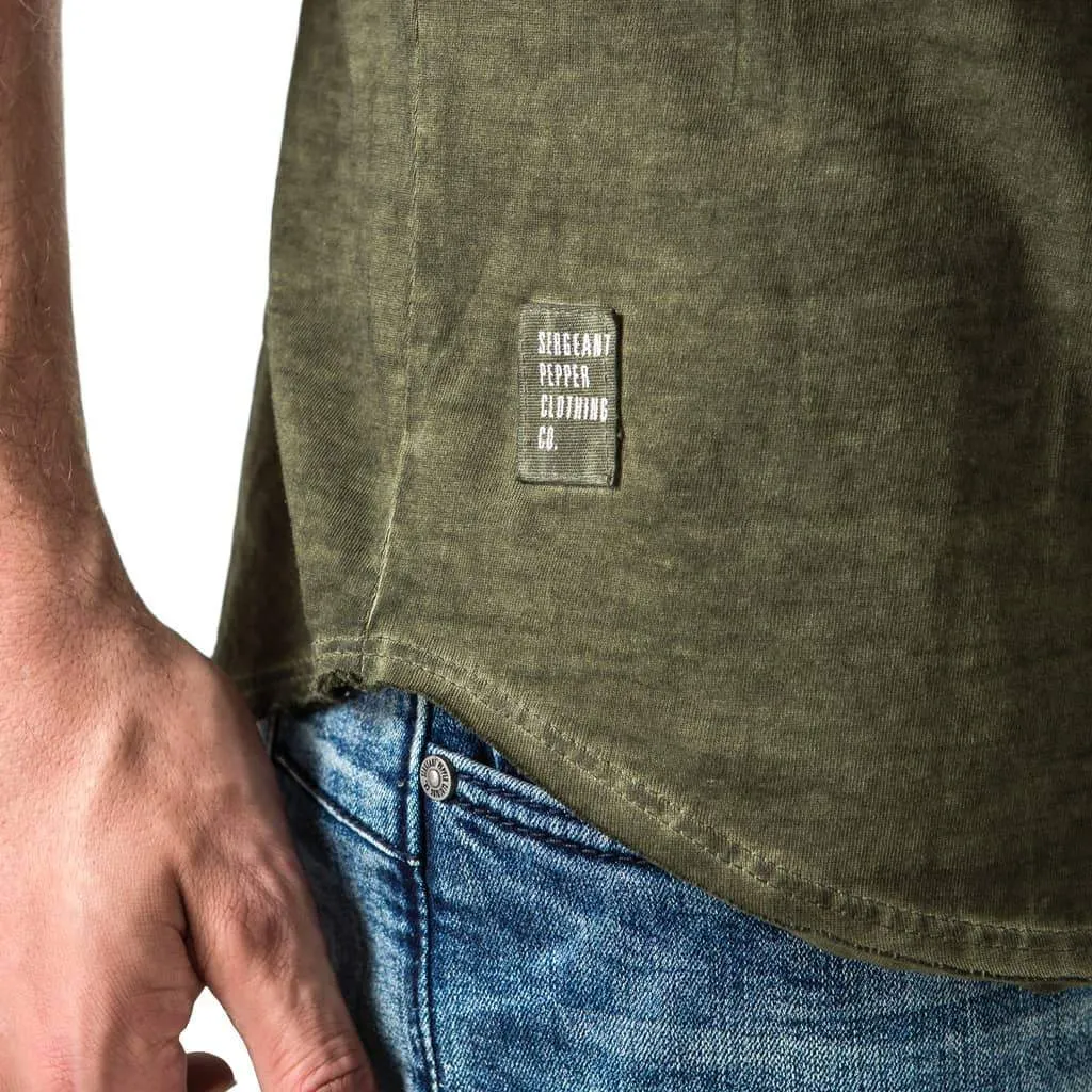 Cross Print T-Shirt - Olive