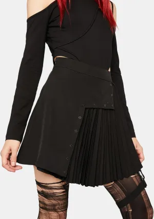 Dark Punk Pleated Asymmetric Skirt