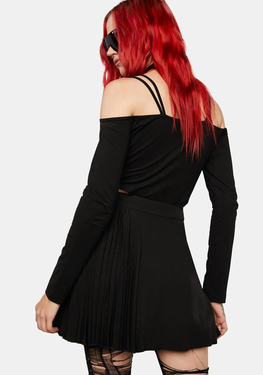 Dark Punk Pleated Asymmetric Skirt
