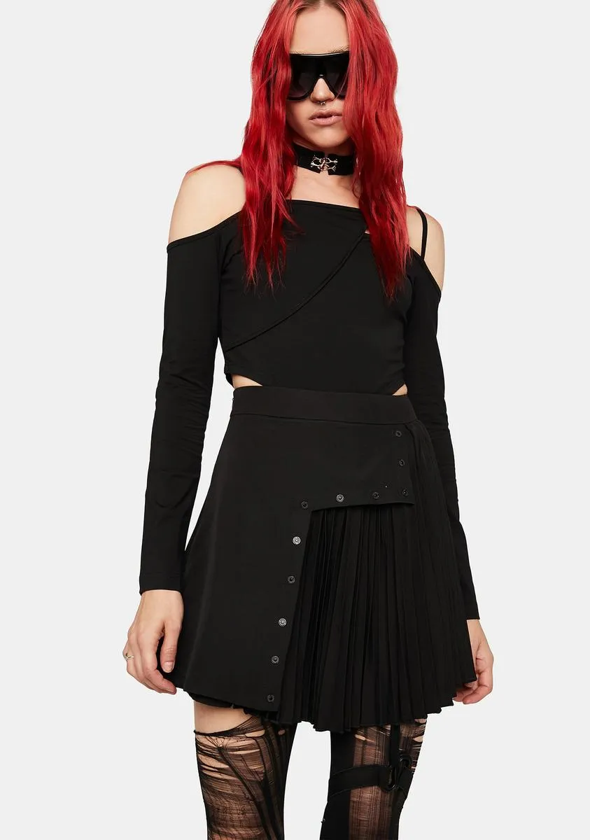 Dark Punk Pleated Asymmetric Skirt