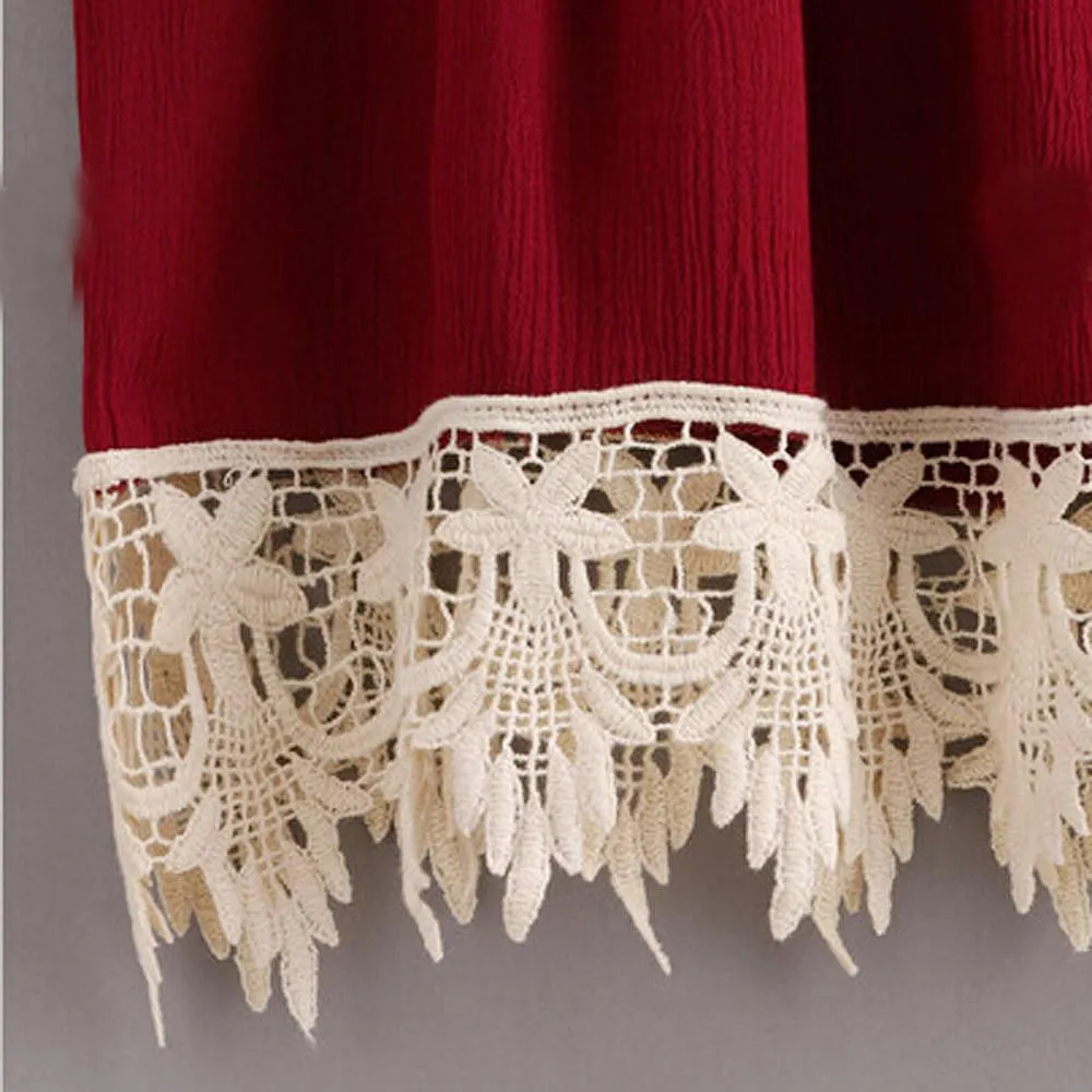 Drawstring Lace Trimmed Blouse