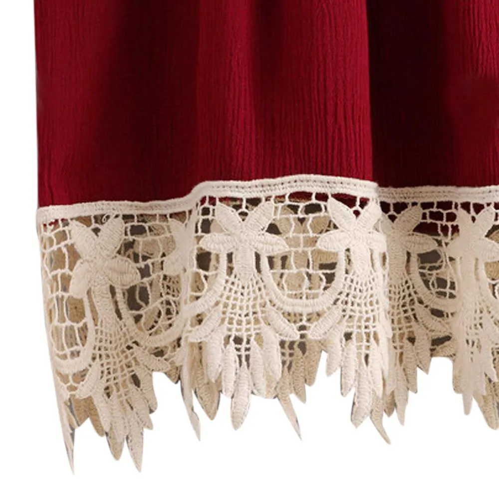 Drawstring Lace Trimmed Blouse