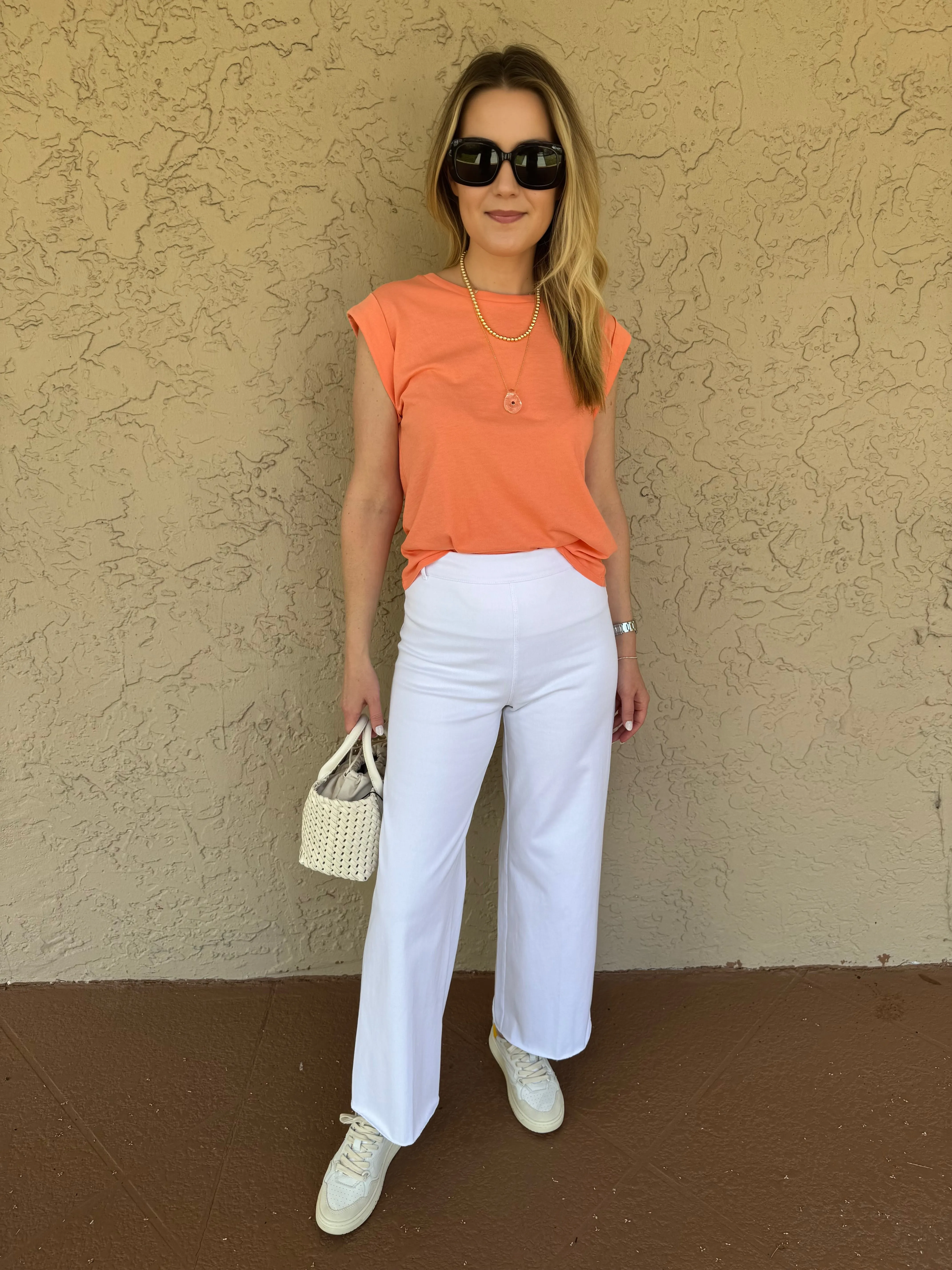 Erin High Waist Wide Leg Denim Pants - White
