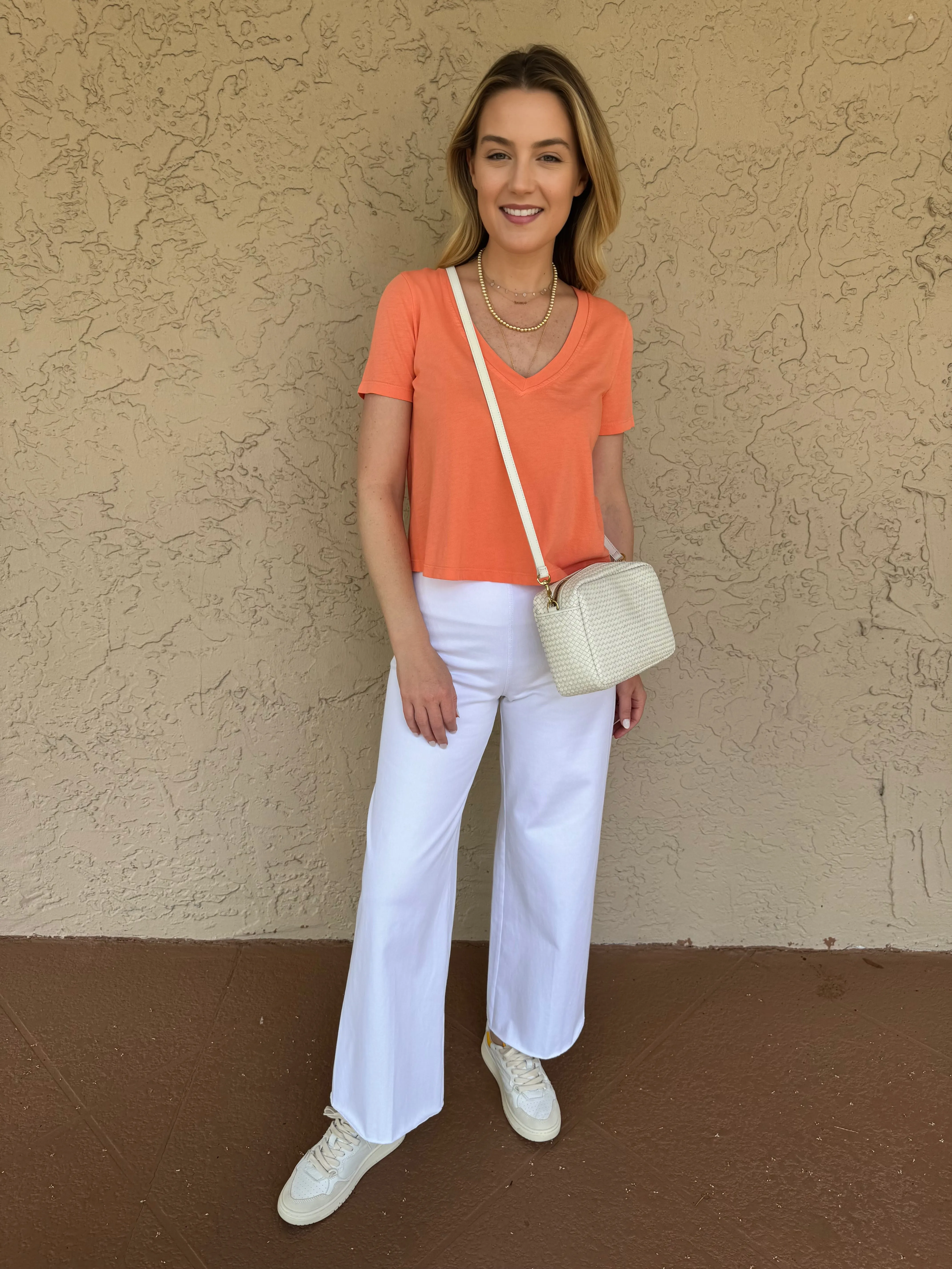 Erin High Waist Wide Leg Denim Pants - White