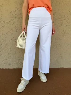 Erin High Waist Wide Leg Denim Pants - White