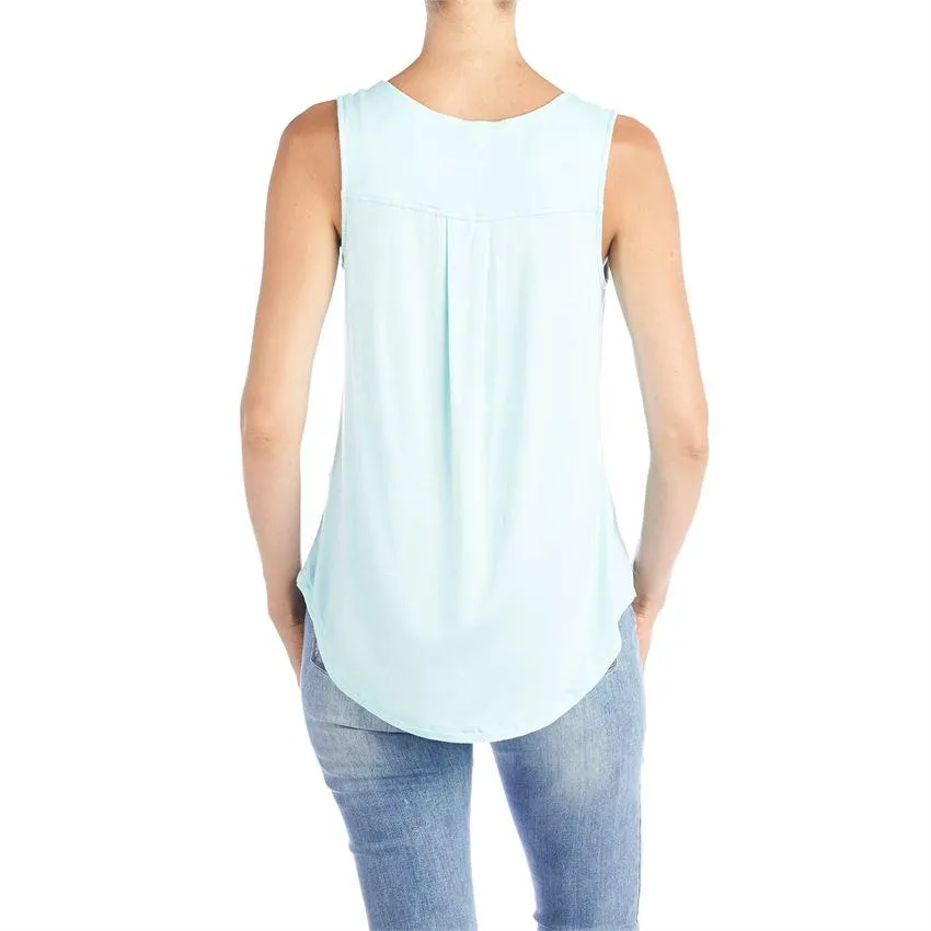 Erin Pleat Back Tank - Aqua
