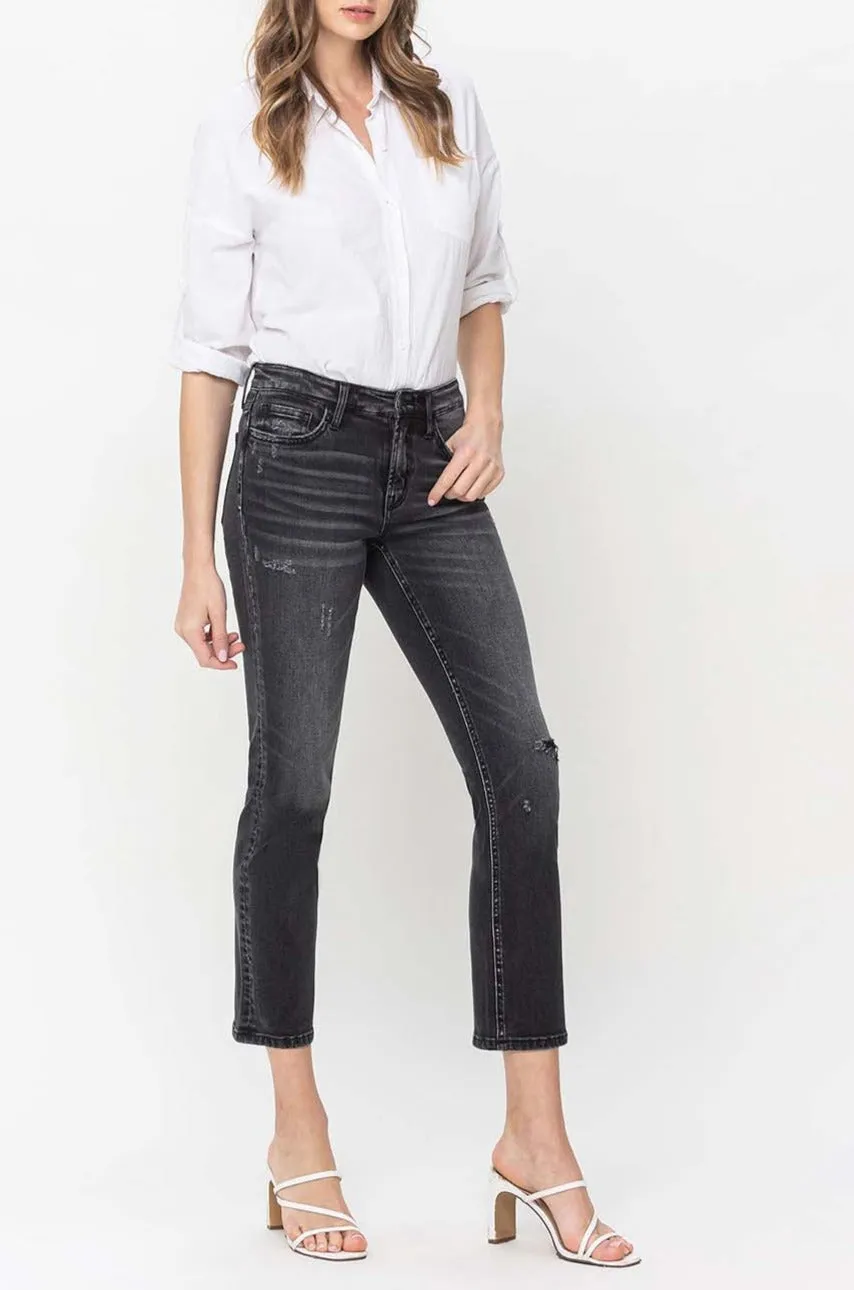 Flying Monkey - Mid Rise Cropped Slim Straight Jeans - F5236