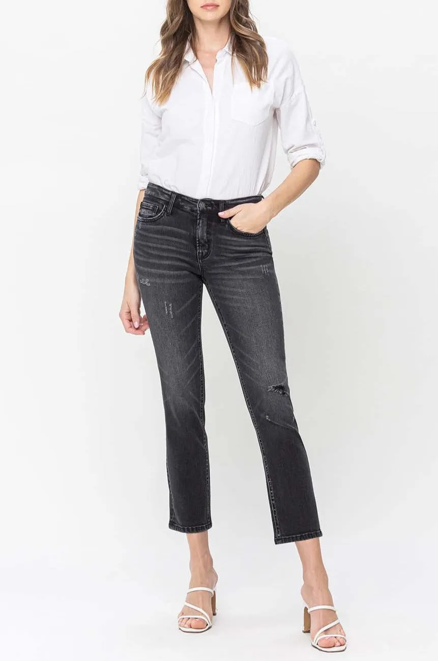 Flying Monkey - Mid Rise Cropped Slim Straight Jeans - F5236