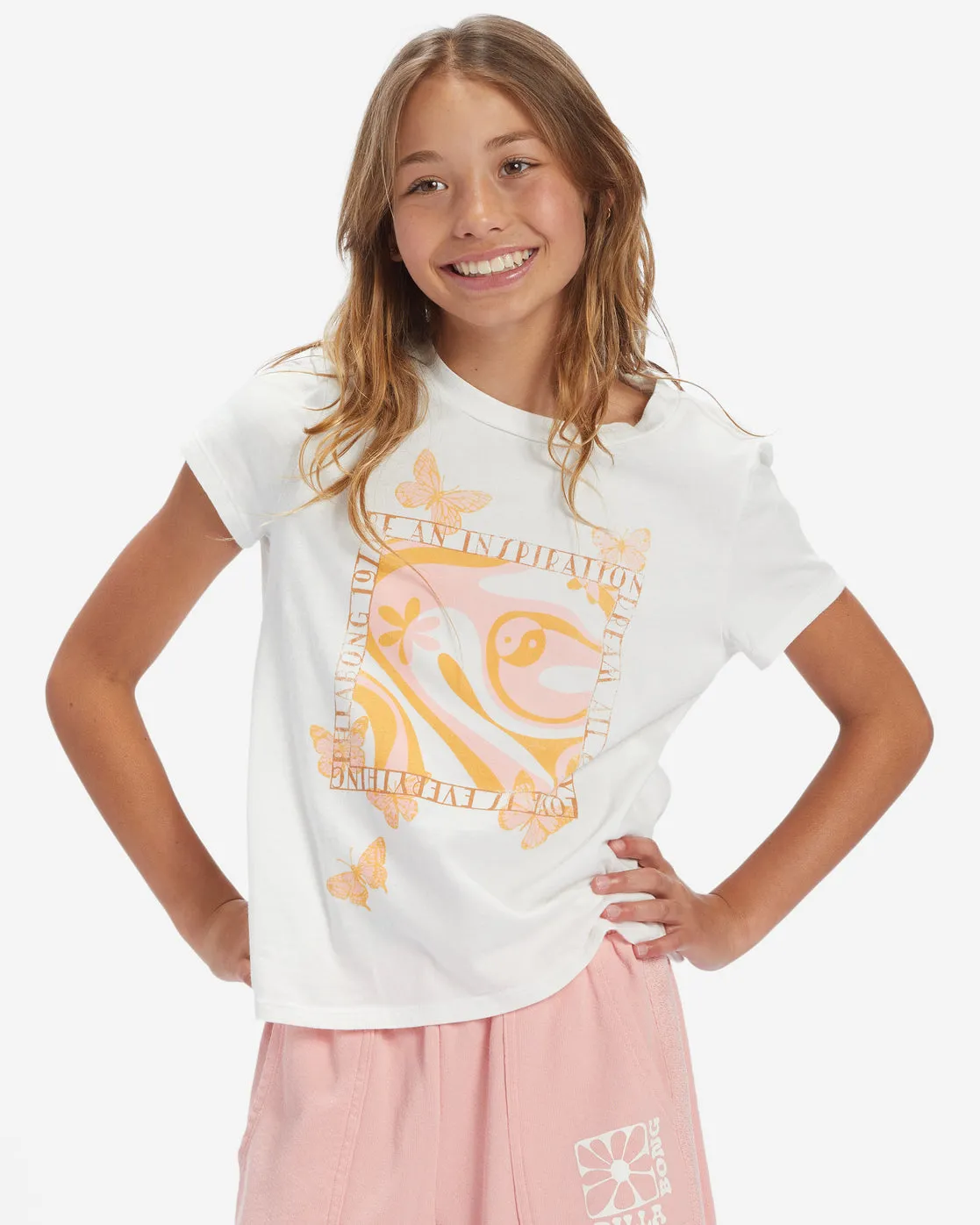 Girls Be A Butterfly T-Shirt - Salt Crystal