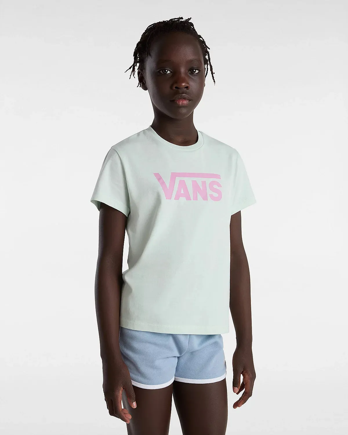 Girls Flying V Crew T-Shirt in Pale Aqua