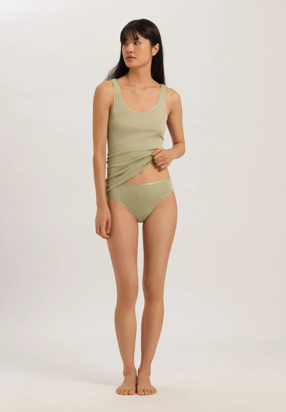 Hanro - Cotton Seamless Tank Top | Moss Green