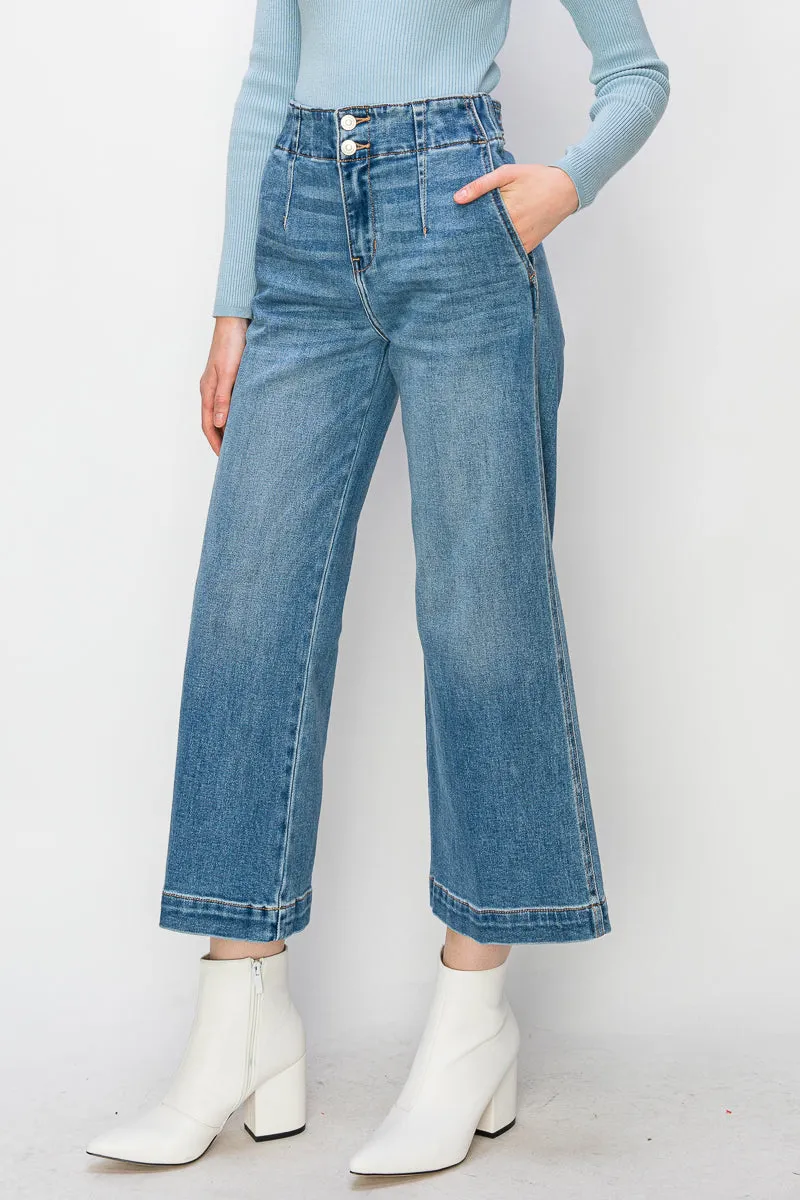High Rise Crop Wide Jeans