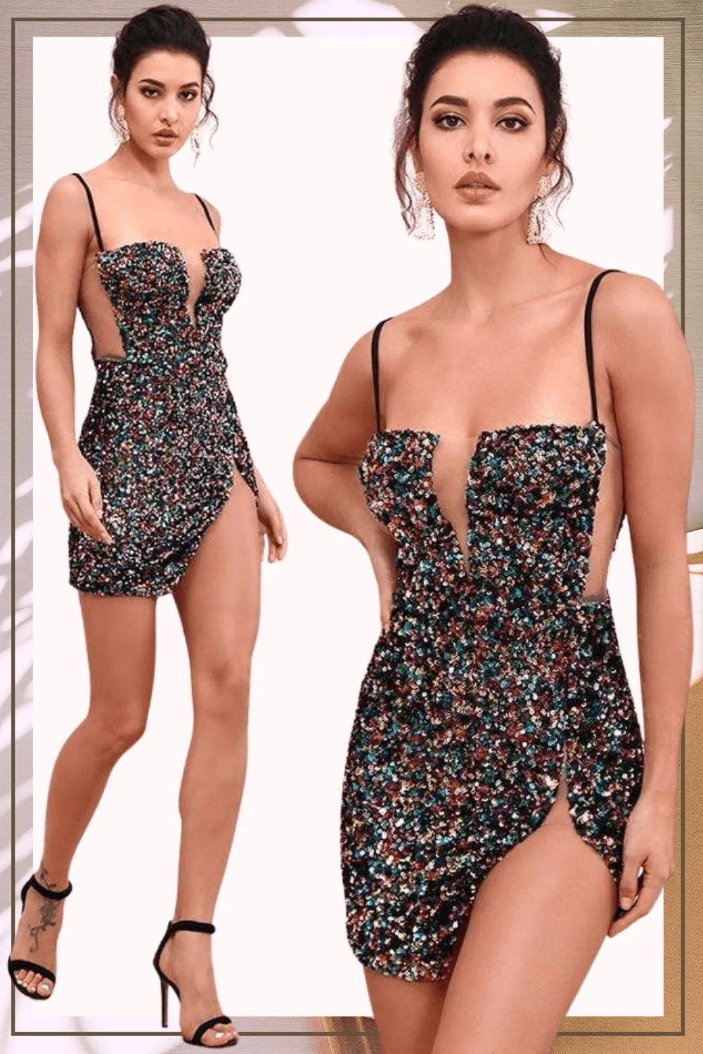 Isabella Cut Out Black Sequin Mini Dress