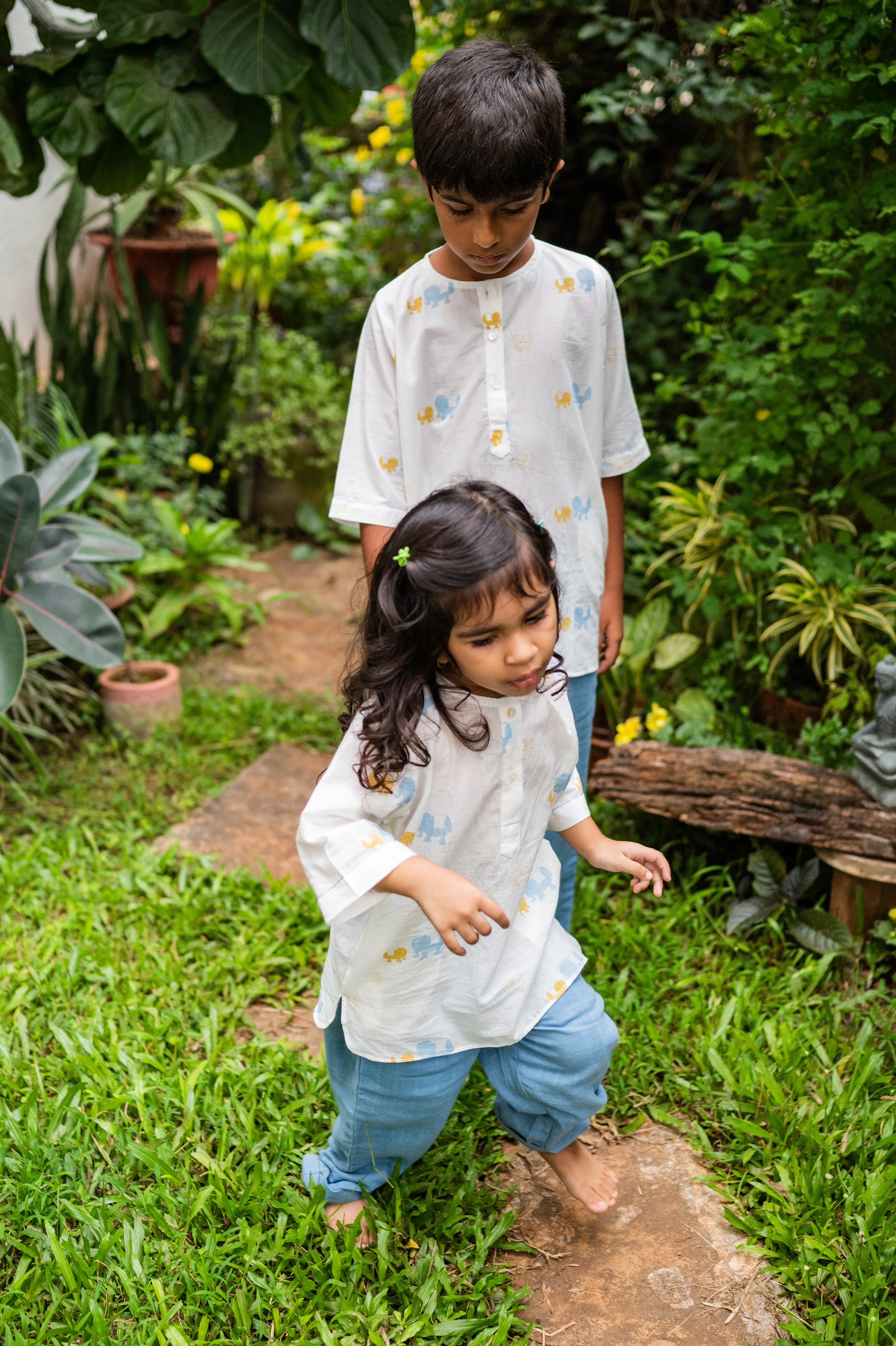 Kids Kurta Pajama Set - Colours of the Earth - Elle Blue