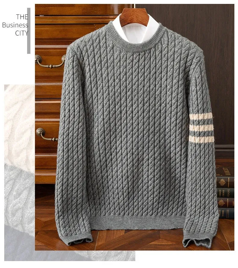 Knitwear Men's Round Neck Loose Thick Twist