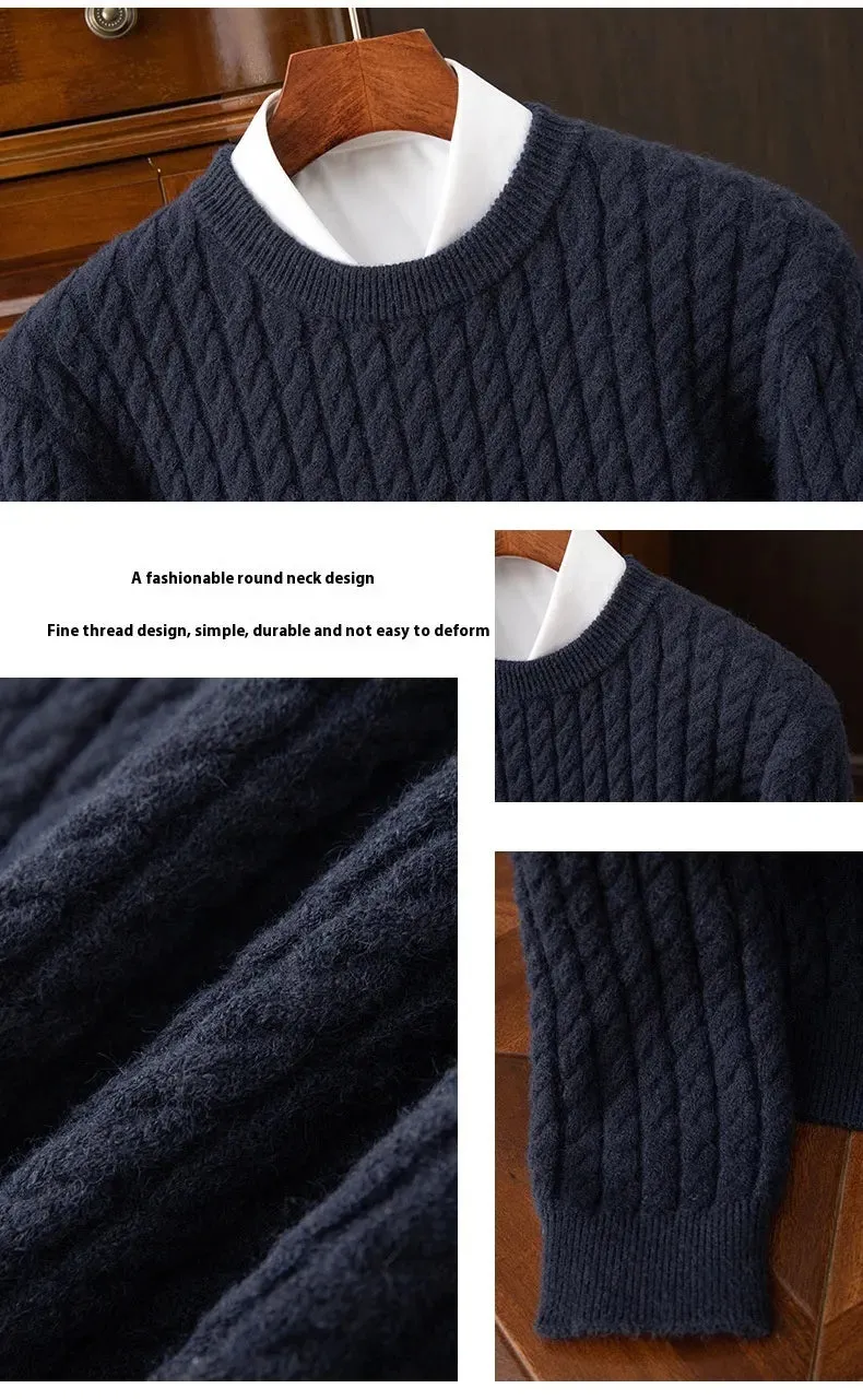 Knitwear Men's Round Neck Loose Thick Twist