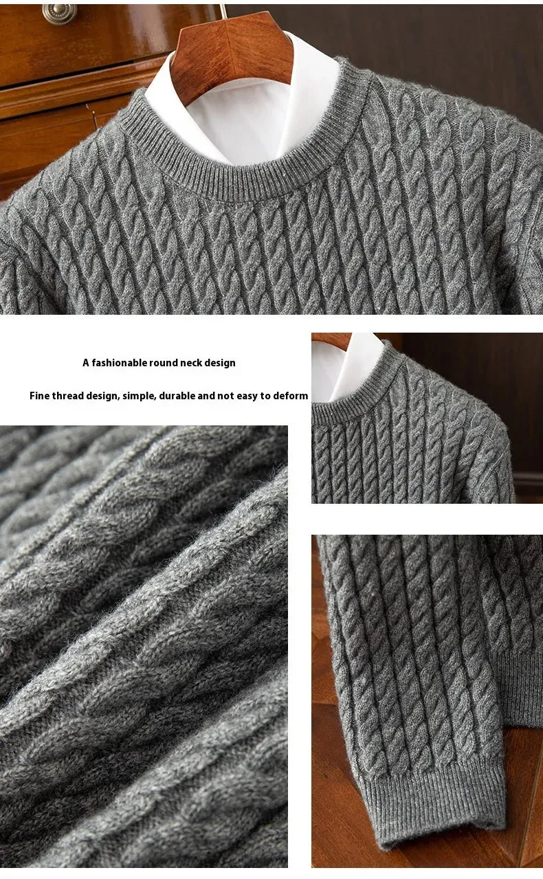 Knitwear Men's Round Neck Loose Thick Twist