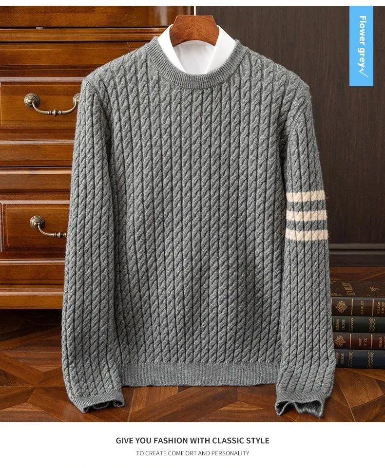 Knitwear Men's Round Neck Loose Thick Twist