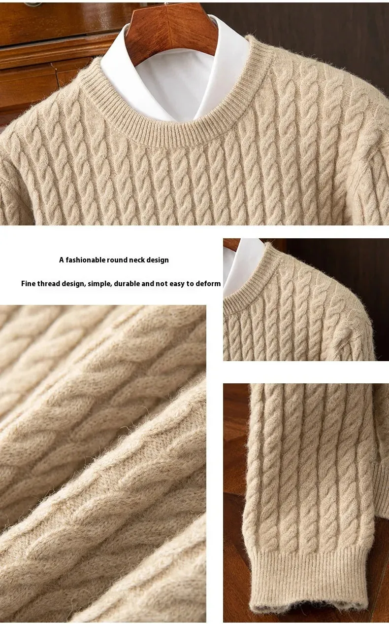 Knitwear Men's Round Neck Loose Thick Twist
