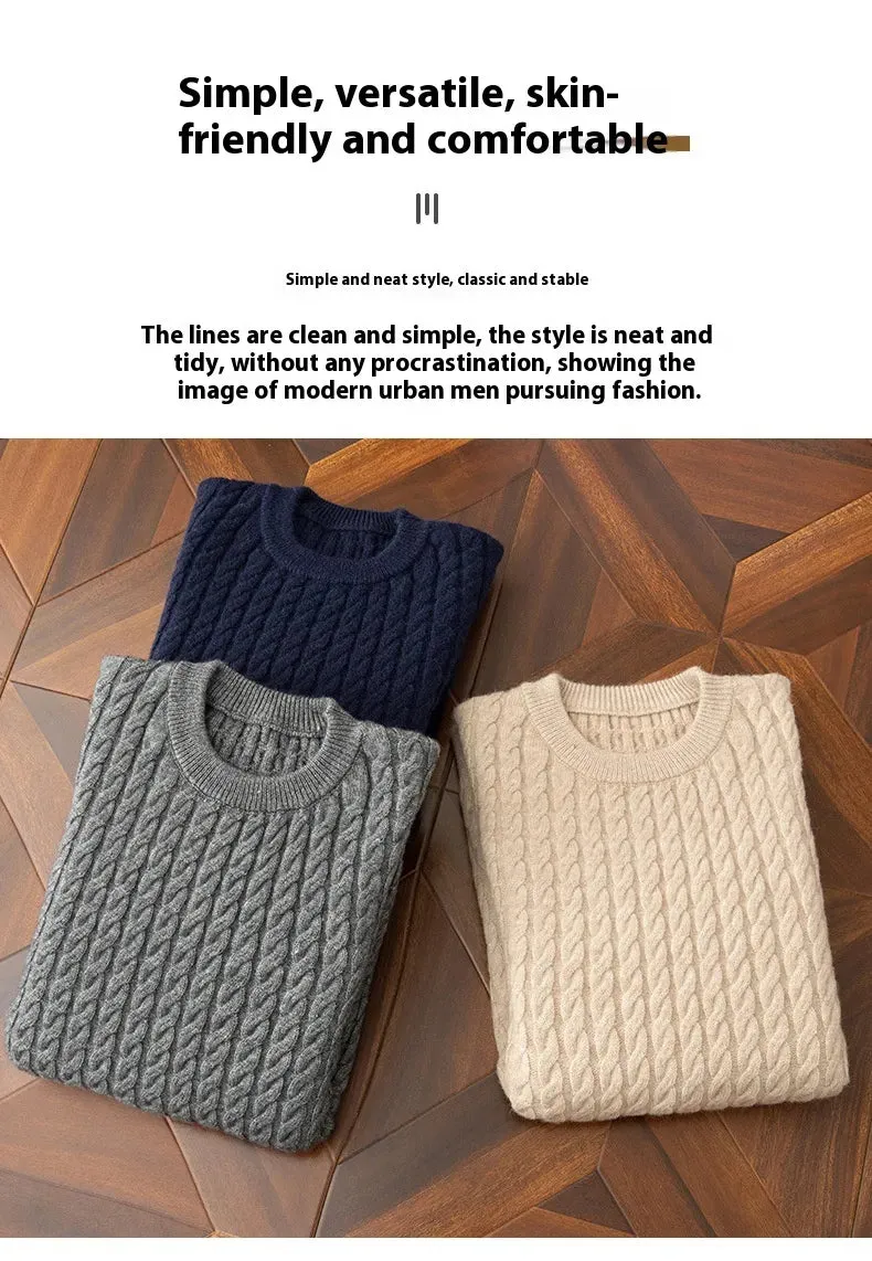 Knitwear Men's Round Neck Loose Thick Twist