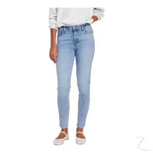 Ladies High Rise Super Strong Slightly Stretchy Slim Fit Denim Jeans With Cropped Hem | Plain | "Samina"