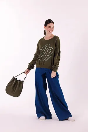 LES BLONDINETTES Blue Palazzo Denim Jeans