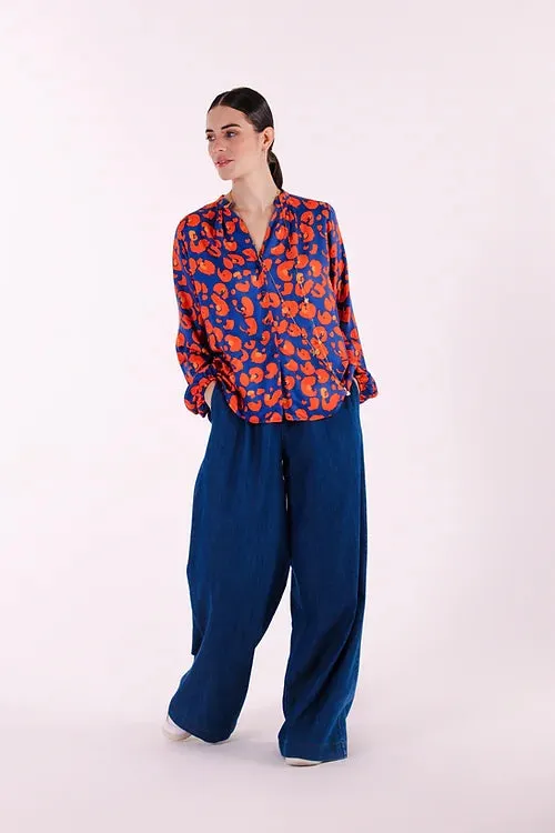 LES BLONDINETTES Blue Palazzo Denim Jeans