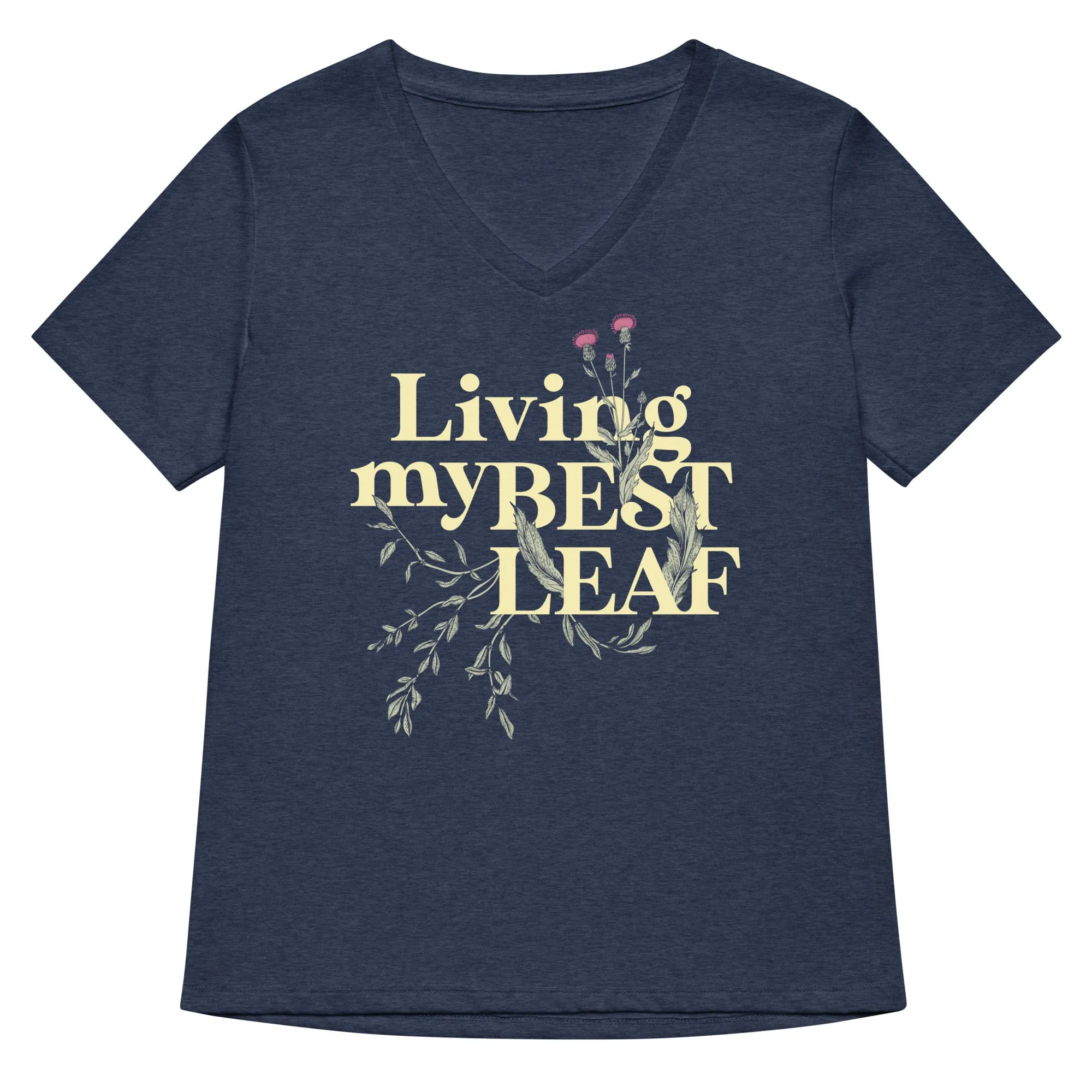 Living My Best Leaf Women's V-Neck Tee