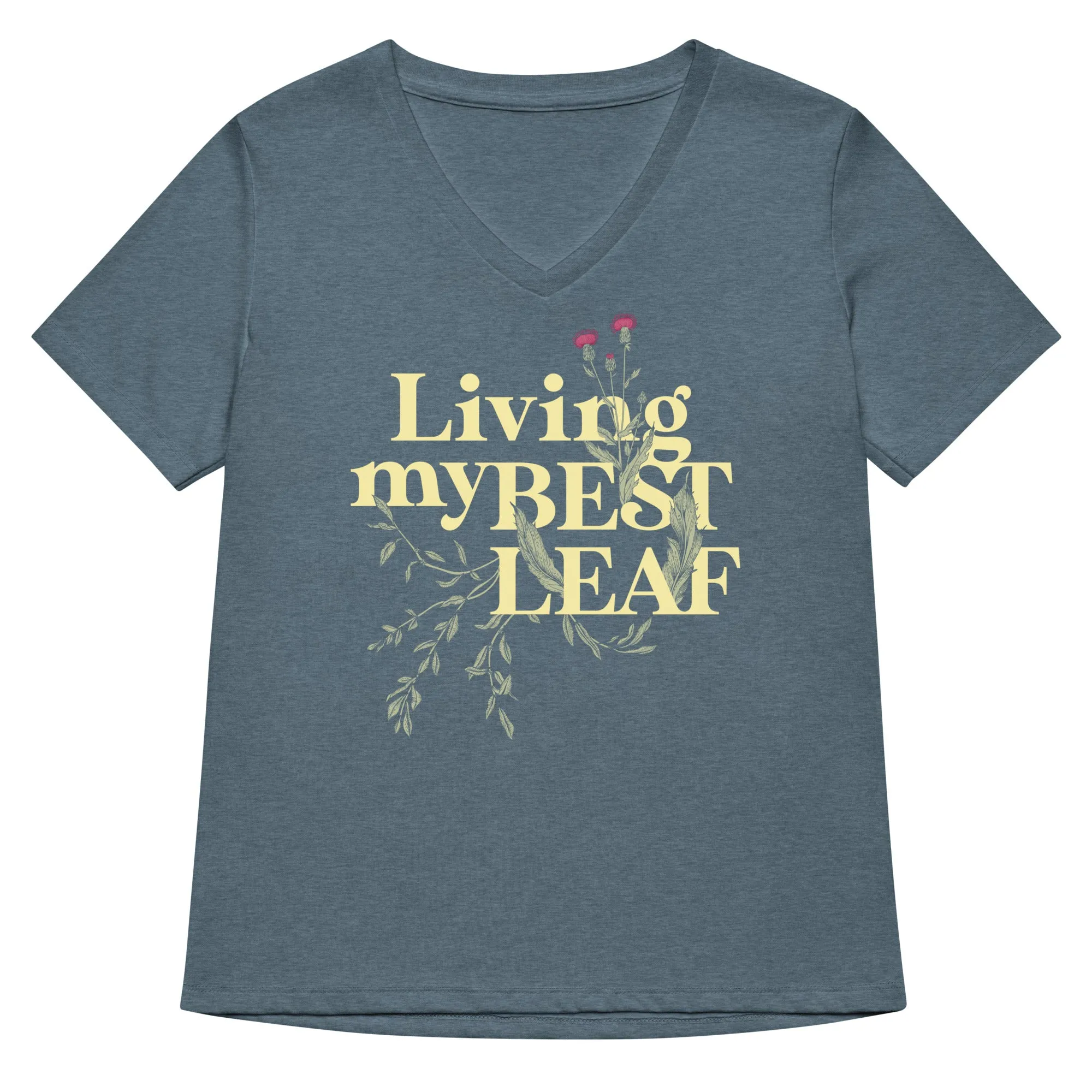 Living My Best Leaf Women's V-Neck Tee