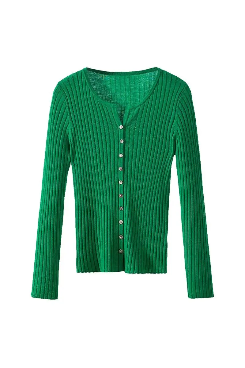 Long Sleeve Wool Cardigan Sweater
