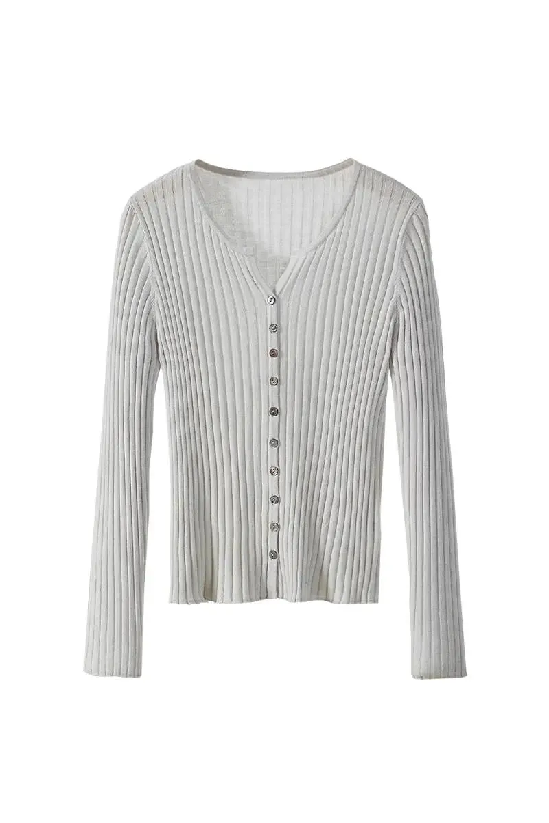Long Sleeve Wool Cardigan Sweater