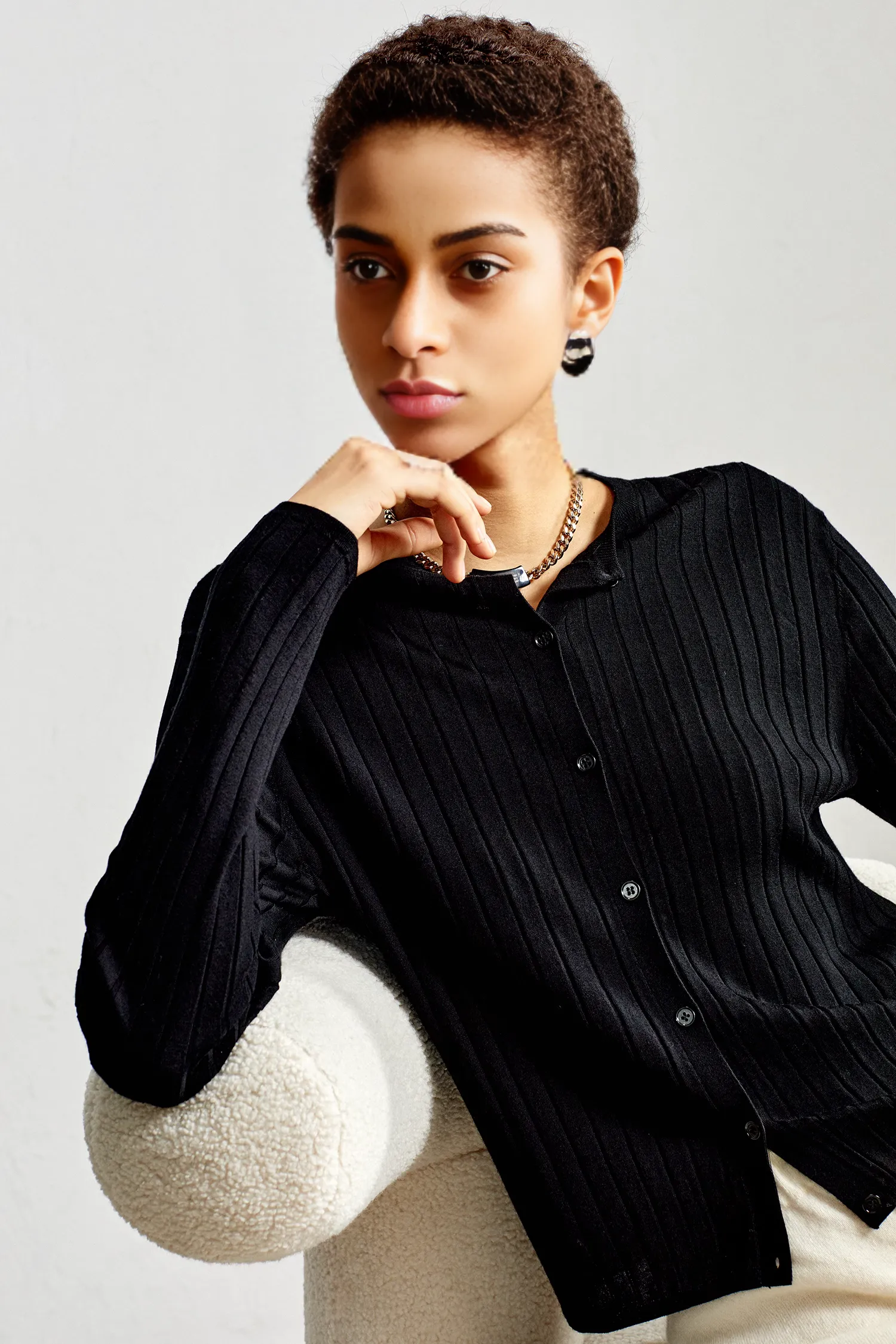 Long Sleeve Wool Cardigan Sweater