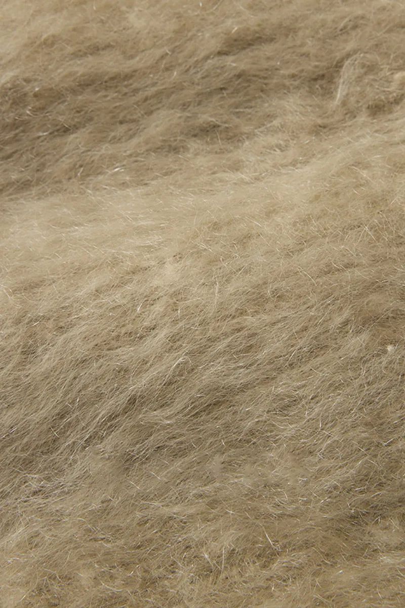 Luxe Brushed Cashmere Turtleneck Cardigan with Two-Way Zip