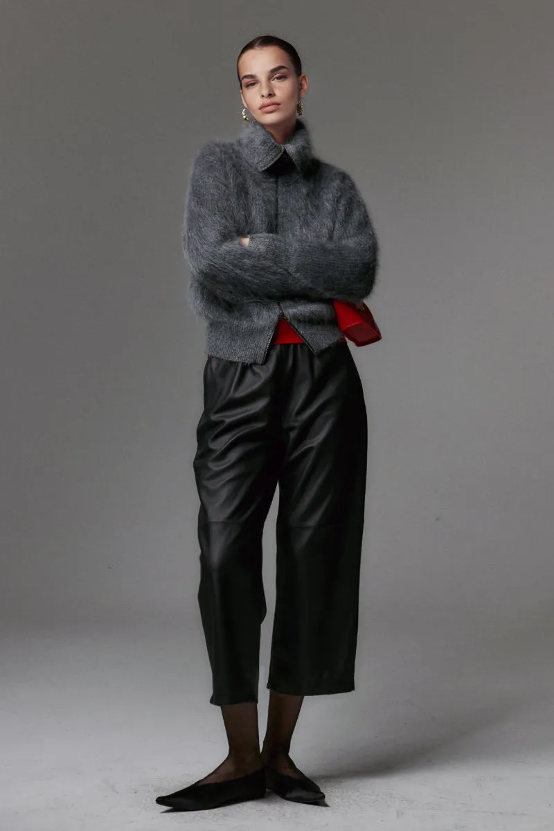 Luxe Brushed Cashmere Turtleneck Cardigan with Two-Way Zip