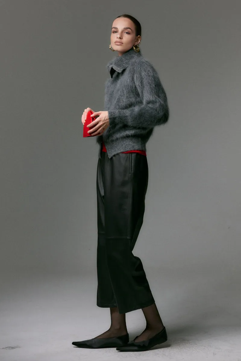 Luxe Brushed Cashmere Turtleneck Cardigan with Two-Way Zip