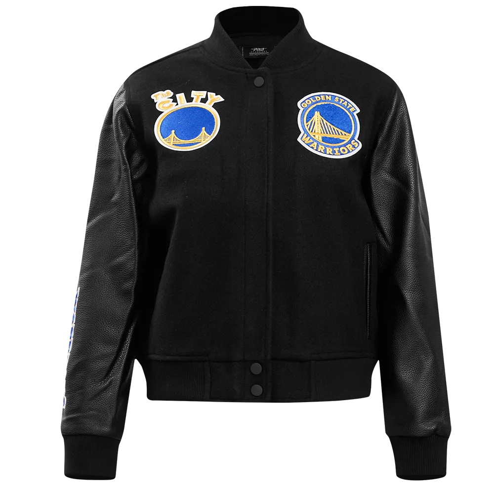 NBA GOLDEN STATE WARRIORS CLASSIC WOOL WOMEN'S VARSITY JACKET (JET BLACK)
