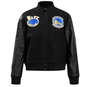 NBA GOLDEN STATE WARRIORS CLASSIC WOOL WOMEN'S VARSITY JACKET (JET BLACK)