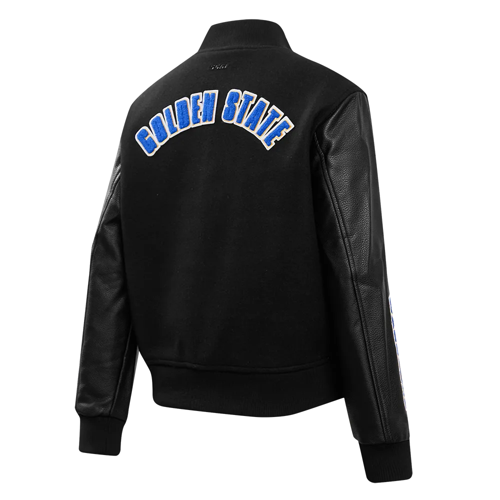 NBA GOLDEN STATE WARRIORS CLASSIC WOOL WOMEN'S VARSITY JACKET (JET BLACK)