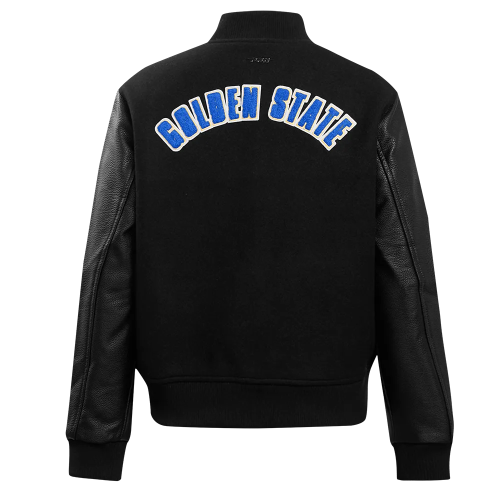 NBA GOLDEN STATE WARRIORS CLASSIC WOOL WOMEN'S VARSITY JACKET (JET BLACK)