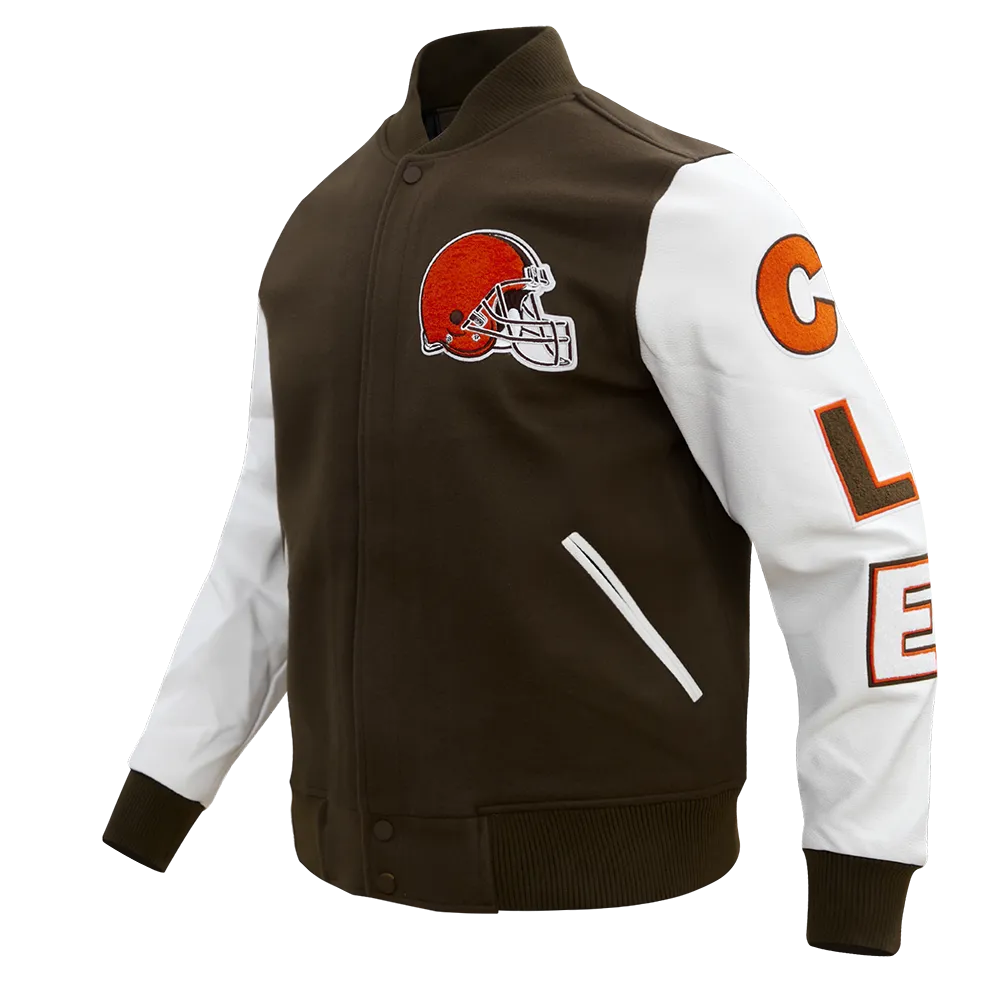 NFL CLEVELAND BROWNS CLASSIC WOOL VARSITY JACKET (BROWN/WHITE)